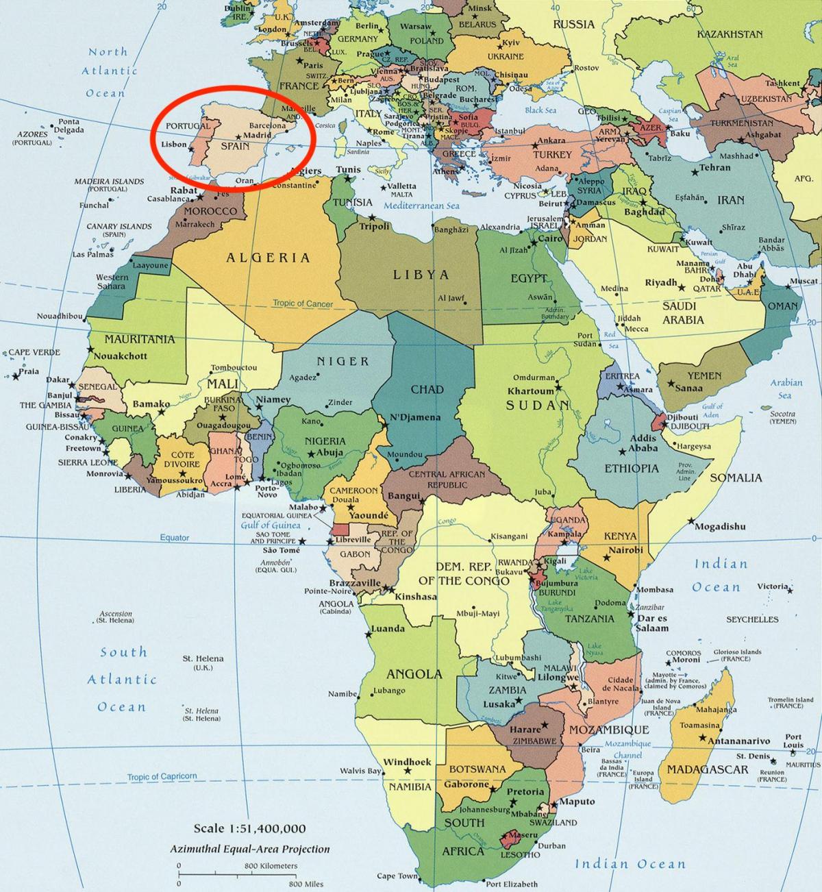 非洲和西班牙地图