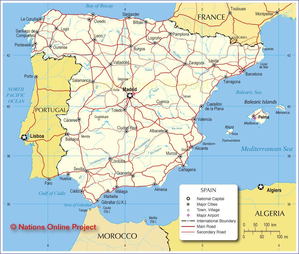 西班牙的地图transports
