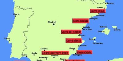 地图的西班牙南部度假胜地