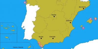 地图的最好的海滩，在西班牙