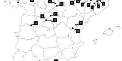西班牙的滑雪胜地的地图