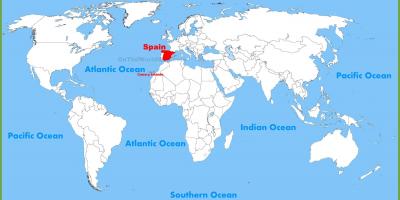 世界上的地图显示西班牙