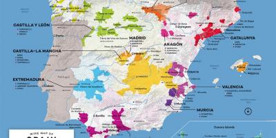 葡萄酒的西班牙地图